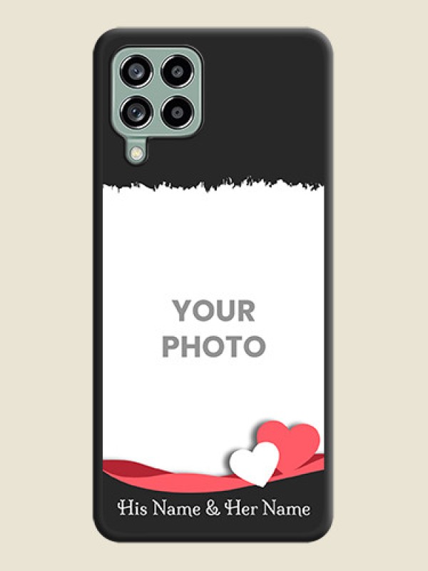 Custom Pin Color Love Shaped Ribbon Design with Text on Space Black Custom Soft Matte Phone Back Cover - Galaxy M53 5G - alternate view