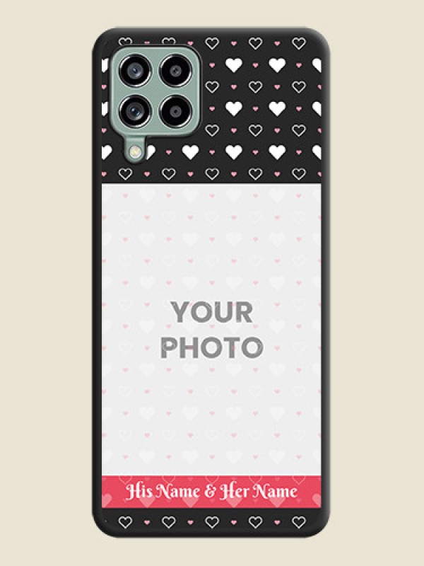 Custom White Color Love Symbols with Text Design on Photo on Space Black Soft Matte Phone Cover - Galaxy M53 5G - alternate view
