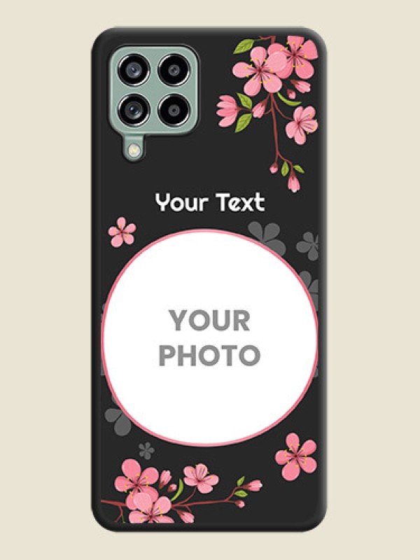 Custom Round Image with Pink Color Floral Design on Photo on Space Black Soft Matte Back Cover - Galaxy M53 5G - alternate view