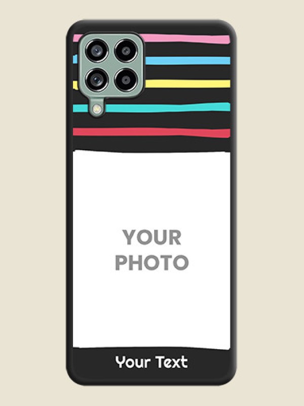 Custom Multicolor Lines with Image on Space Black Personalized Soft Matte Phone Covers - Galaxy M53 5G - alternate view