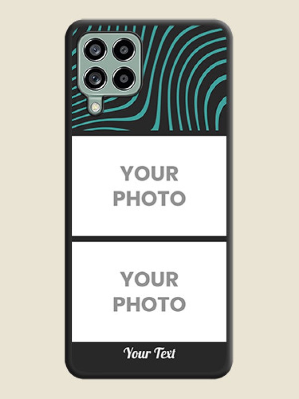 Custom Wave Pattern with 2 Image Holder on Space Black Personalized Soft Matte Phone Covers - Galaxy M53 5G - alternate view