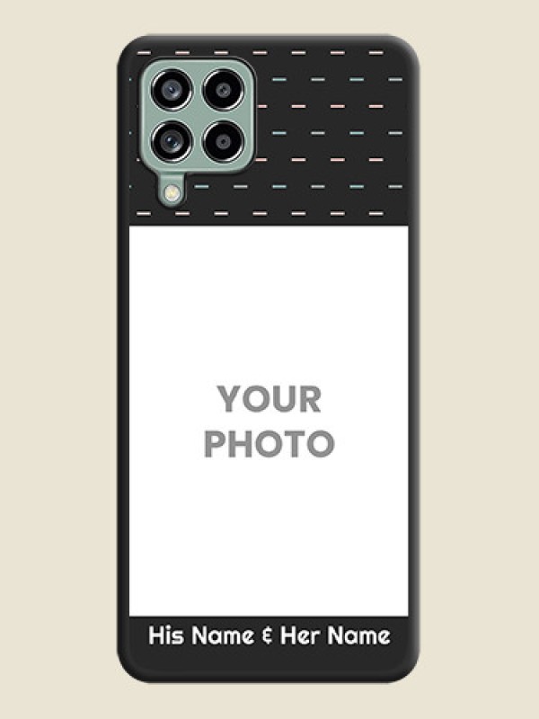 Custom Line Pattern Design with Text on Space Black Custom Soft Matte Phone Back Cover - Galaxy M53 5G - alternate view