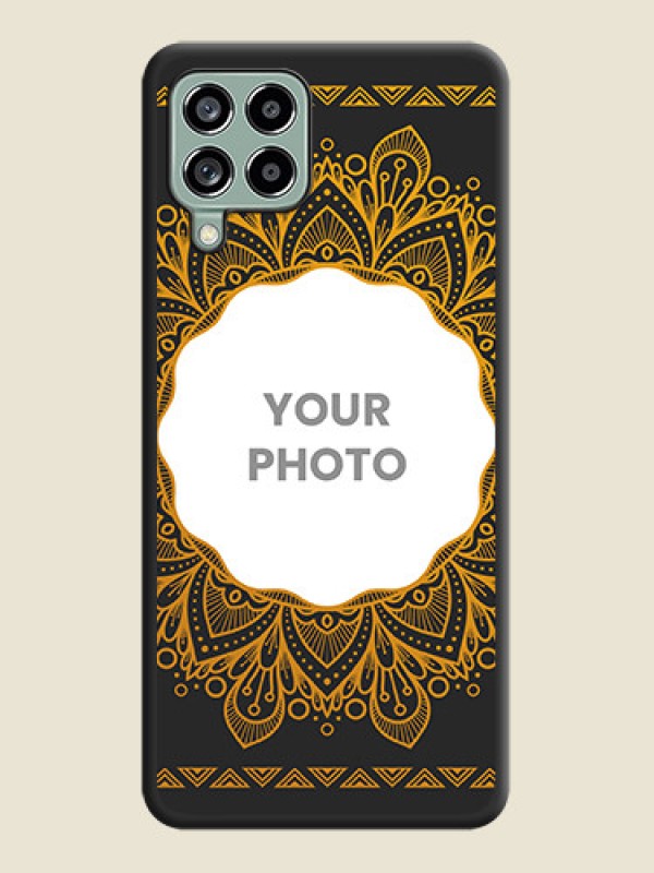Custom Round Image with Floral Design on Photo on Space Black Soft Matte Mobile Cover - Galaxy M53 5G - alternate view