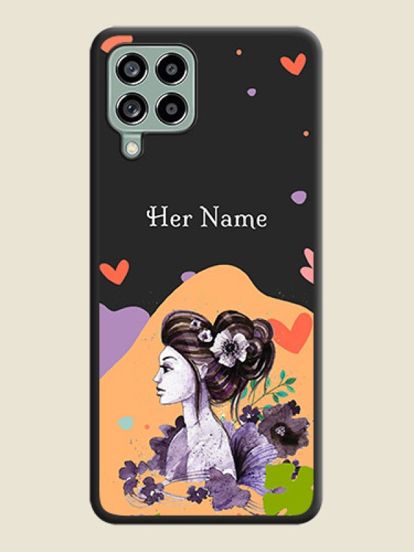 Custom Namecase For Her With Fancy Lady Image On Space Black Personalized Soft Matte Phone Covers -Samsung Galaxy M53 5G - alternate view