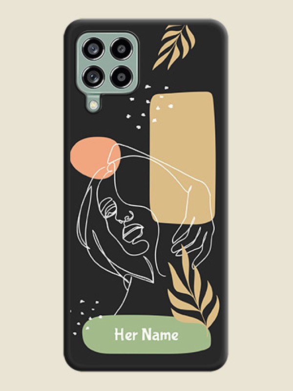 Custom Custom Text With Line Art Of Women & Leaves Design On Space Black Personalized Soft Matte Phone Covers -Samsung Galaxy M53 5G - alternate view