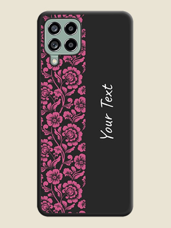 Custom Pink Floral Pattern Design With Custom Text On Space Black Personalized Soft Matte Phone Covers -Samsung Galaxy M53 5G - alternate view