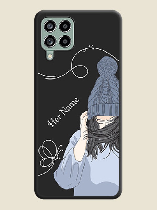 Custom Girl With Blue Winter Outfiit Custom Text Design On Space Black Personalized Soft Matte Phone Covers -Samsung Galaxy M53 5G - alternate view