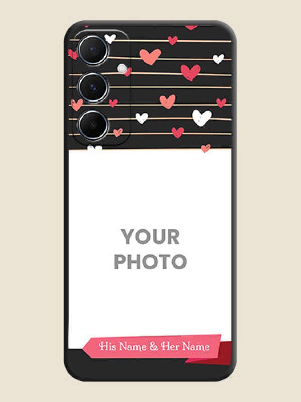 Custom Love Pattern with Name on Pink Ribbon on Photo On Space Black Custom Soft Matte Mobile Back Cover - Galaxy M55 5G - alternate view