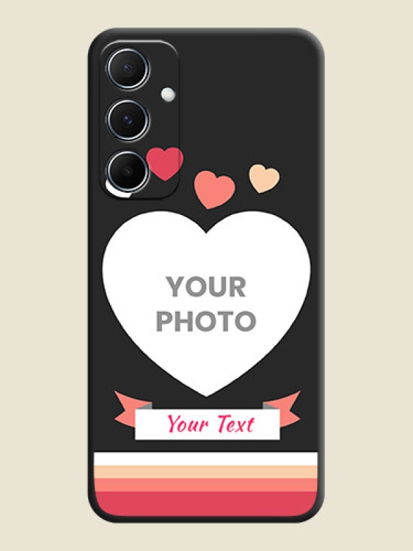 Custom Love Shaped Photo with Colorful Stripes On Space Black Custom Soft Matte Mobile Back Cover - Galaxy M55 5G - alternate view