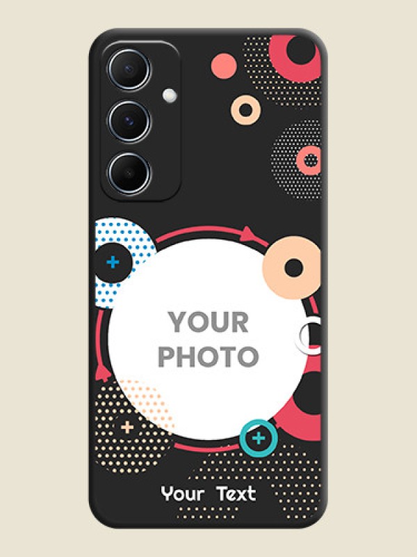 Custom Multicoloured Round Image On Space Black Custom Soft Matte Mobile Back Cover - Galaxy M55 5G - alternate view