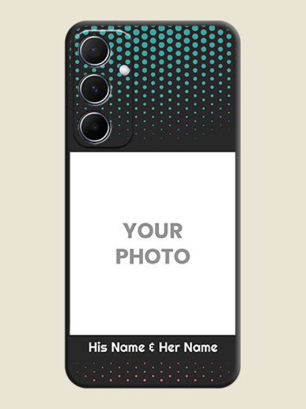 Custom Faded Dots with Grunge Photo Frame and Text On Space Black Custom Soft Matte Mobile Back Cover - Galaxy M55 5G - alternate view