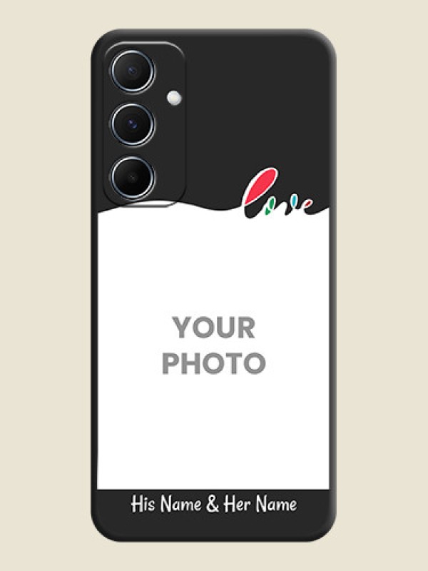 Custom Fall in Love Pattern with Picture on Photo On Space Black Custom Soft Matte Mobile Back Cover - Galaxy M55s 5G - alternate view