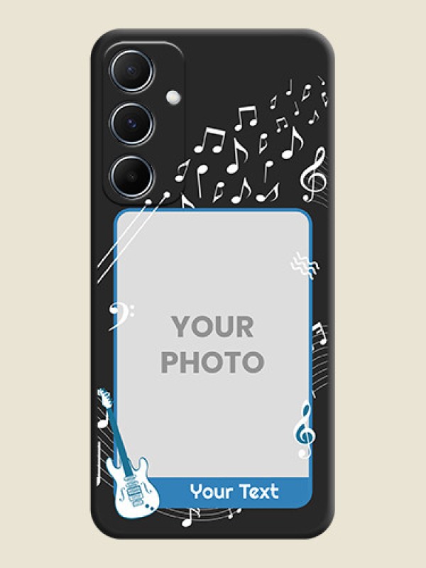 Custom Musical Theme Design with Text on Photo On Space Black Custom Soft Matte Mobile Back Cover - Galaxy M55s 5G - alternate view