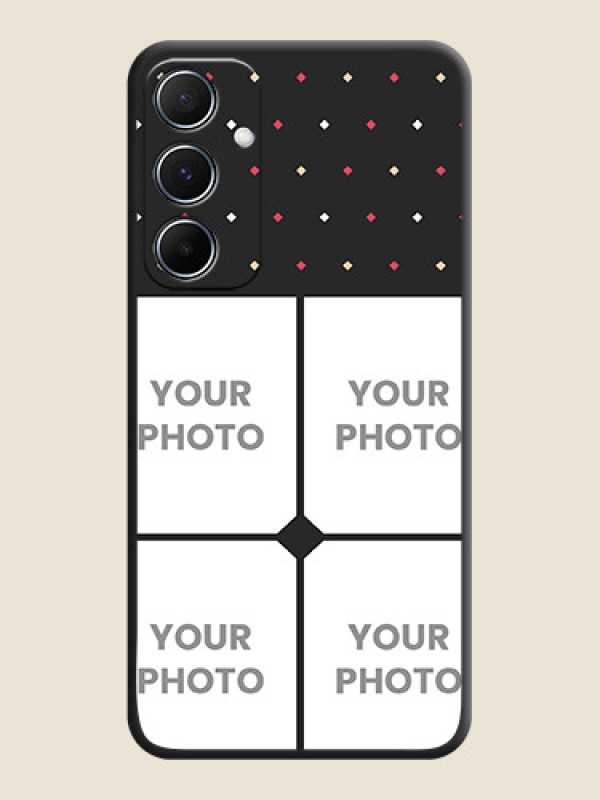 Custom Multicolor Dotted Pattern with 4 Image Holder On Space Black Custom Soft Matte Mobile Back Cover - Galaxy M55s 5G - alternate view