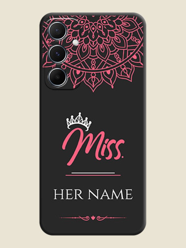 Custom Mrs Name with Floral Design On Space Black Custom Soft Matte Mobile Back Cover - Galaxy M55s 5G - alternate view