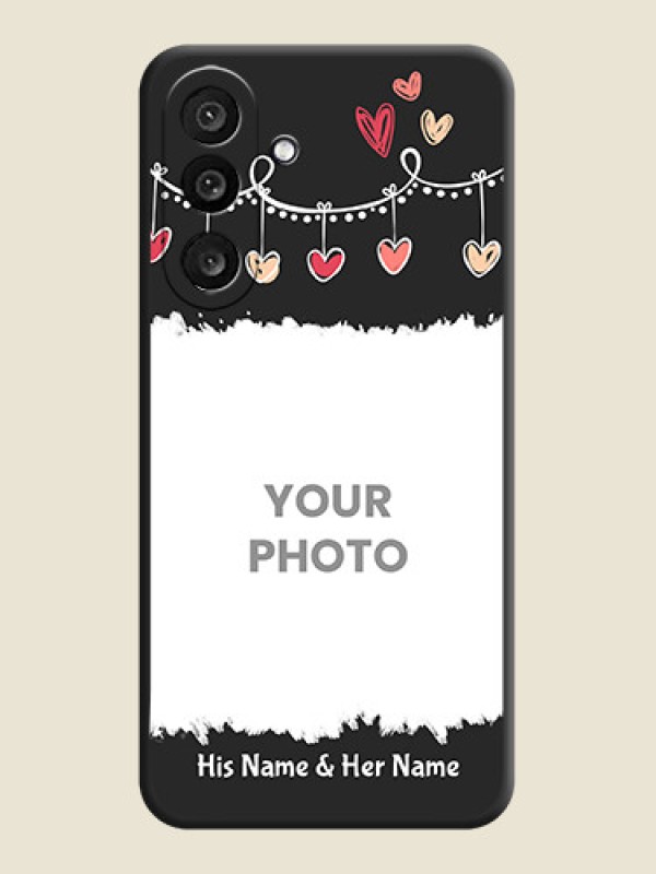 Custom Pink Love Hangings with Name On Space Black Custom Soft Matte Mobile Back Cover - Samsung Galaxy M56 5G - alternate view