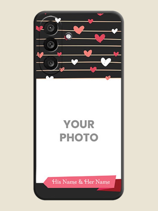 Custom Love Pattern with Name on Pink Ribbon on Photo On Space Black Custom Soft Matte Mobile Back Cover - Samsung Galaxy M56 5G - alternate view