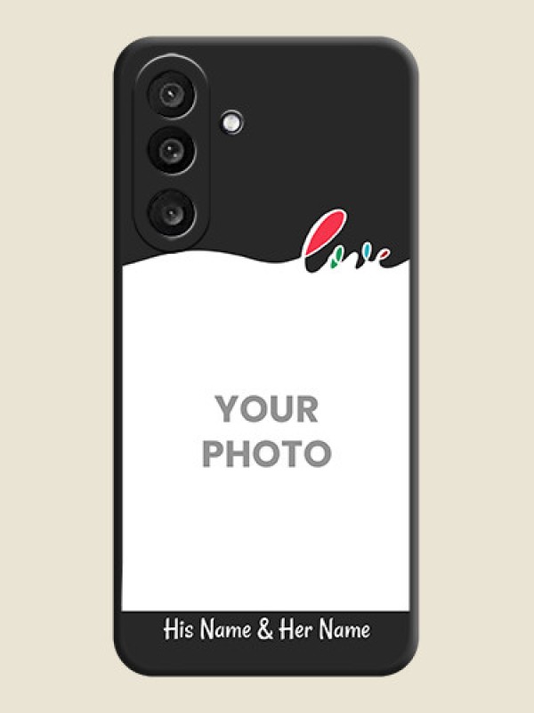 Custom Fall in Love Pattern with Picture on Photo On Space Black Custom Soft Matte Mobile Back Cover - Samsung Galaxy M56 5G - alternate view