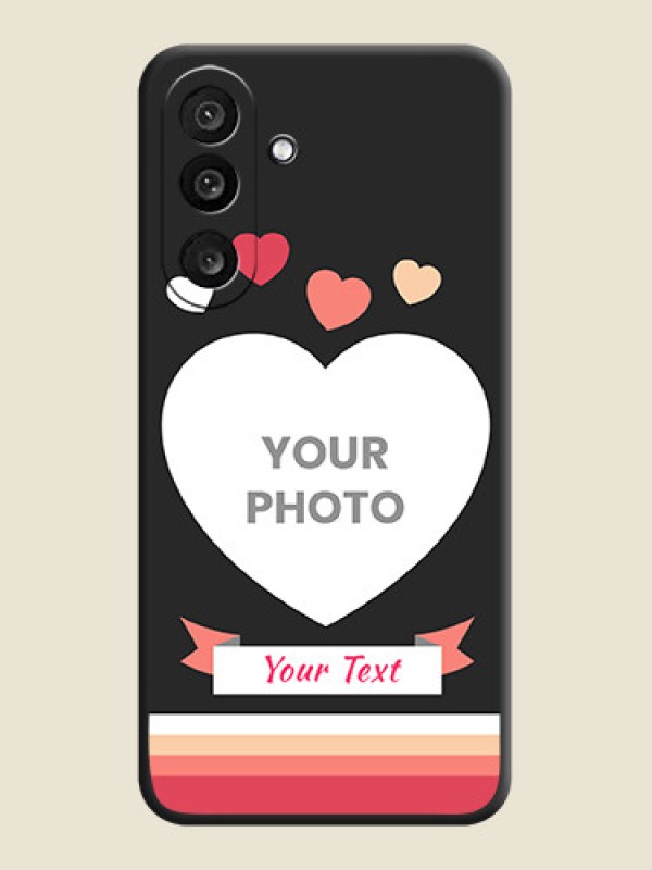 Custom Love Shaped Photo with Colorful Stripes On Space Black Custom Soft Matte Mobile Back Cover - Samsung Galaxy M56 5G - alternate view