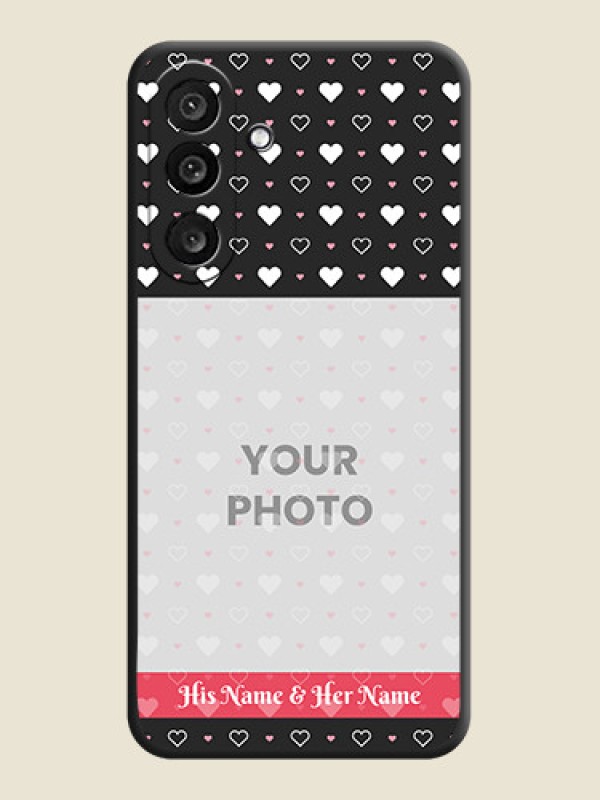Custom White Color Love Symbols with Text Design on Photo On Space Black Custom Soft Matte Mobile Back Cover - Samsung Galaxy M56 5G - alternate view