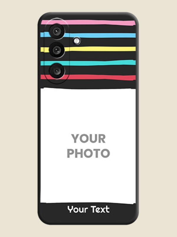 Custom Multicolor Lines with Image On Space Black Custom Soft Matte Mobile Back Cover - Samsung Galaxy M56 5G - alternate view