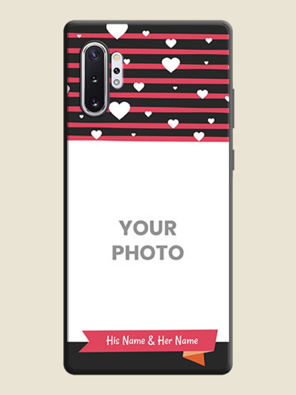 Custom White Color Love Symbols with Pink Lines Pattern on Space Black Custom Soft Matte Phone Cases - Galaxy Note 10 Plus - alternate view