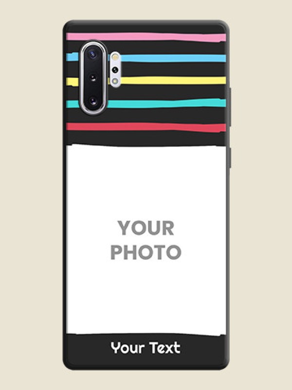 Custom Multicolor Lines with Image on Space Black Personalized Soft Matte Phone Covers - Galaxy Note 10 Plus - alternate view