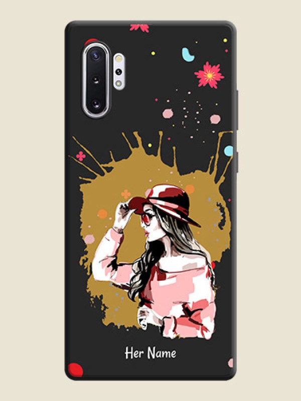 Custom Mordern Lady With Color Splash Background With Custom Text On Space Black Personalized Soft Matte Phone Covers -Samsung Galaxy Note 10 Plus - alternate view