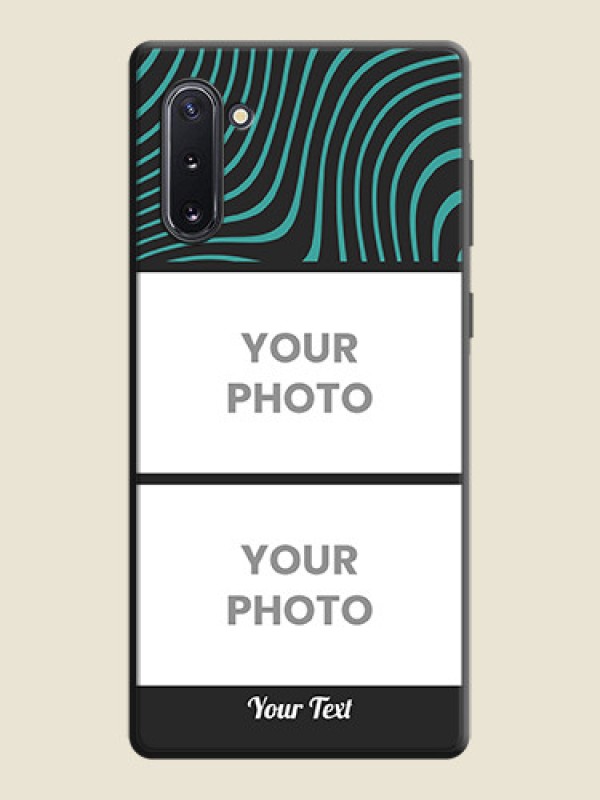 Custom Wave Pattern with 2 Image Holder on Space Black Personalized Soft Matte Phone Covers - Galaxy Note 10 - alternate view