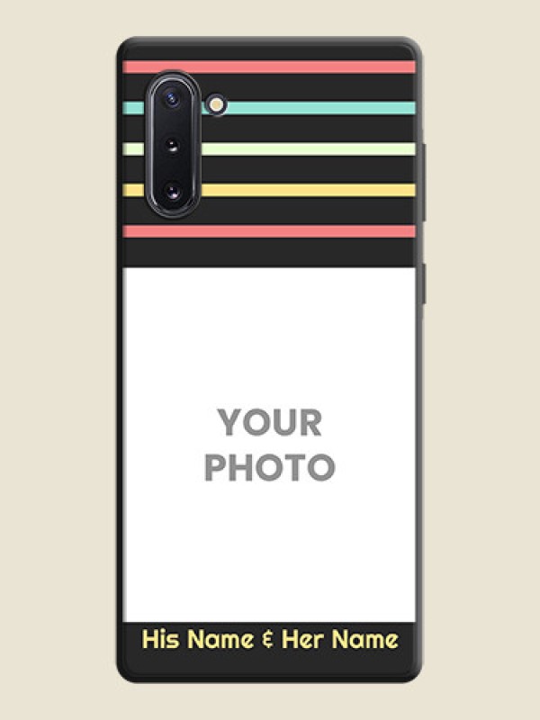 Custom Color Stripes with Photo and Text - Photo on Space Black Soft Matte Mobile Case - Galaxy Note 10 - alternate view