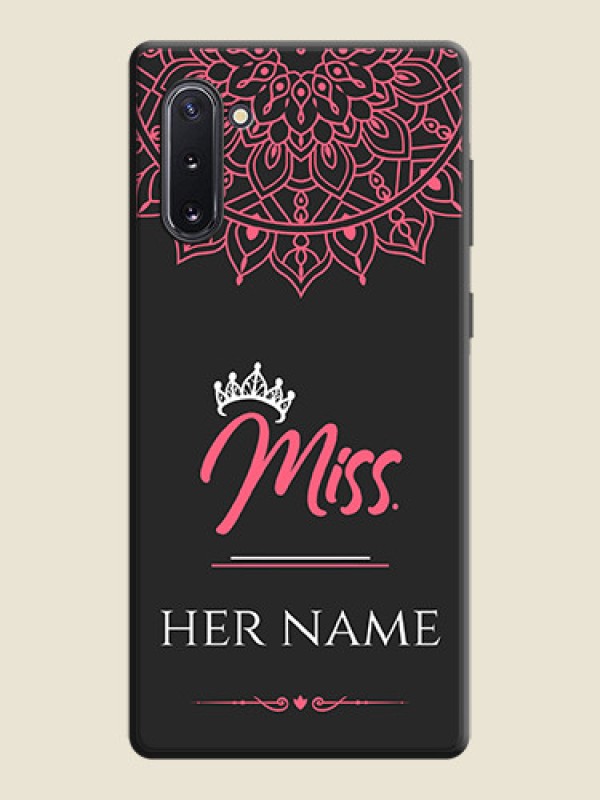 Custom Mrs Name with Floral Design on Space Black Personalized Soft Matte Phone Covers - Galaxy Note 10 - alternate view
