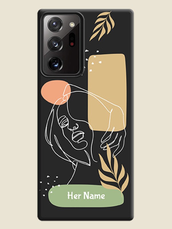 Custom Custom Text With Line Art Of Women & Leaves Design On Space Black Personalized Soft Matte Phone Covers -Samsung Galaxy Note 20 Ultra - alternate view