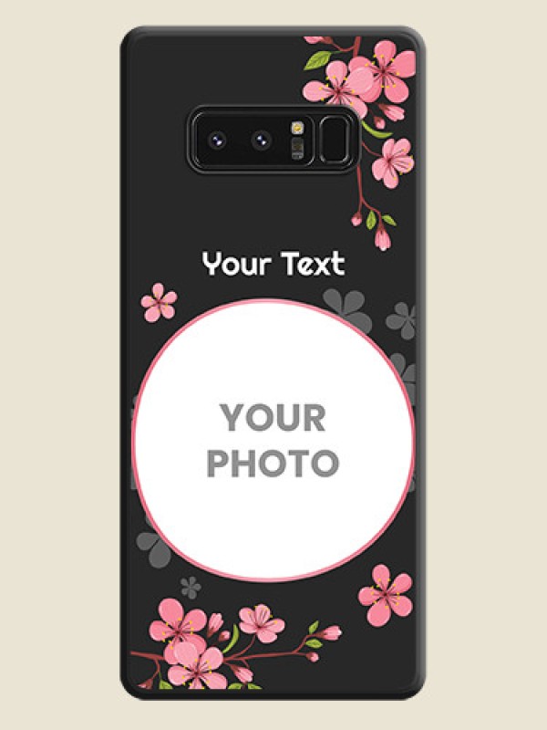 Custom Round Image with Pink Color Floral Design on Photo on Space Black Soft Matte Back Cover - Galaxy Note 8 - alternate view