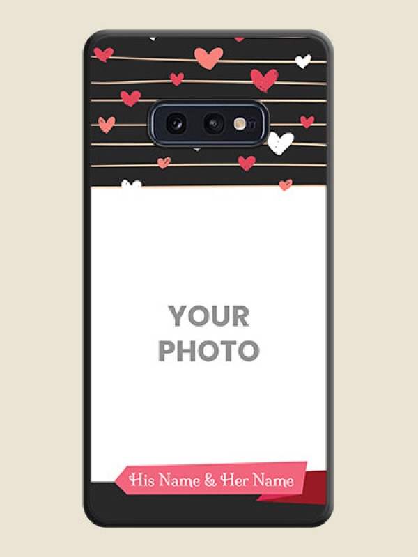 Custom Love Pattern with Name on Pink Ribbon  on Photo on Space Black Soft Matte Back Cover - Galaxy S10E - alternate view