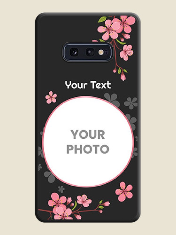 Custom Round Image with Pink Color Floral Design on Photo on Space Black Soft Matte Back Cover - Galaxy S10E - alternate view