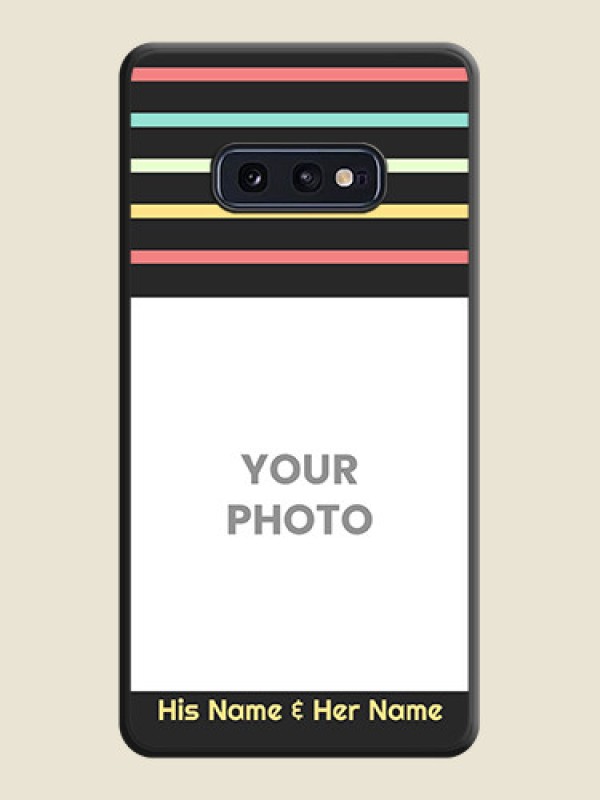 Custom Color Stripes with Photo and Text on Photo on Space Black Soft Matte Mobile Case - Galaxy S10E - alternate view