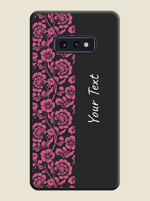 Custom Pink Floral Pattern Design With Custom Text On Space Black Personalized Soft Matte Phone Covers -Samsung Galaxy S10 E - alternate view