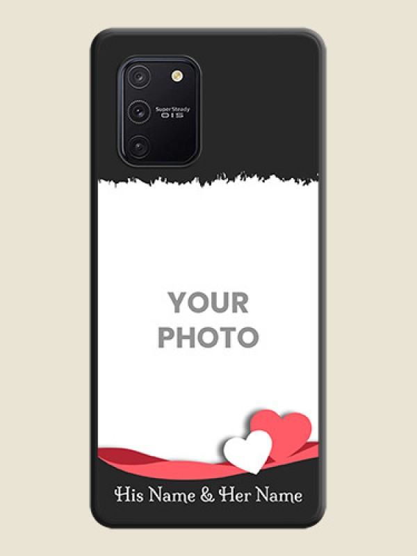 Custom Pin Color Love Shaped Ribbon Design with Text on Space Black Custom Soft Matte Phone Back Cover - Galaxy S10 Lite - alternate view