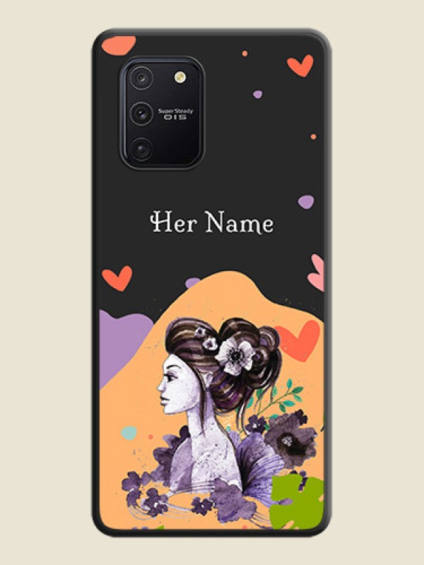 Custom Namecase For Her With Fancy Lady Image On Space Black Personalized Soft Matte Phone Covers -Samsung Galaxy S10 Lite - alternate view
