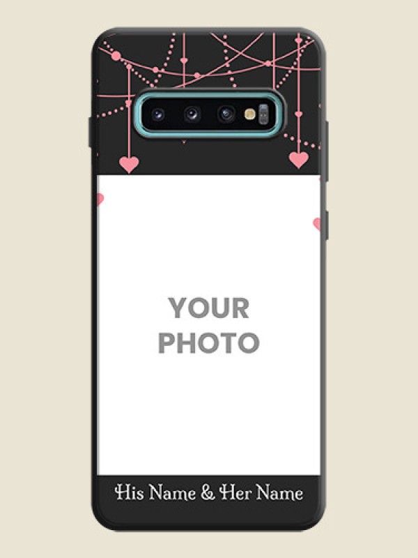 Custom Pink Love Hangings with Text on Space Black Custom Soft Matte Back Cover - Galaxy S10 Plus - alternate view