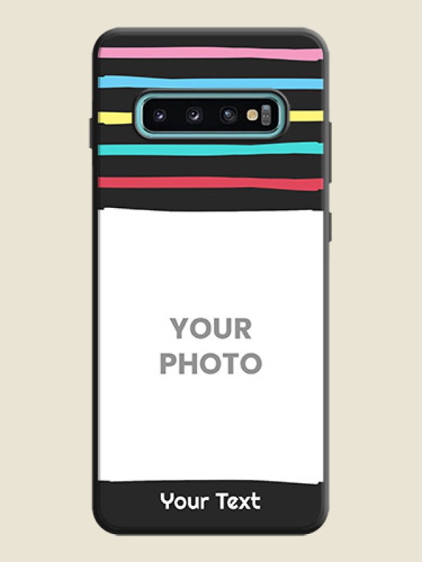 Custom Multicolor Lines with Image on Space Black Personalized Soft Matte Phone Covers - Galaxy S10 Plus - alternate view