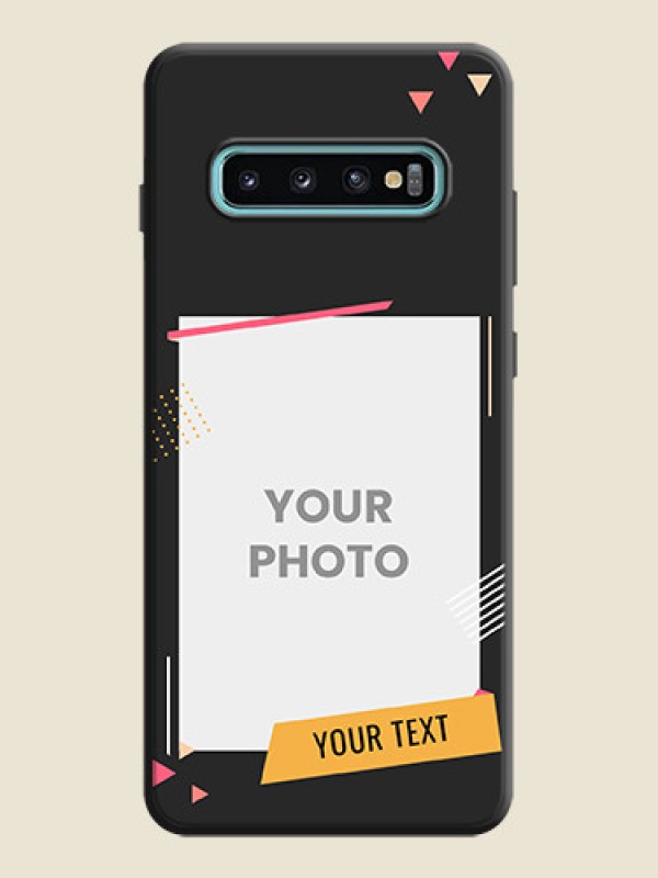 Custom Photo Frame with Triangle Small Dots - Photo on Space Black Soft Matte Back Cover - Galaxy S10 Plus - alternate view