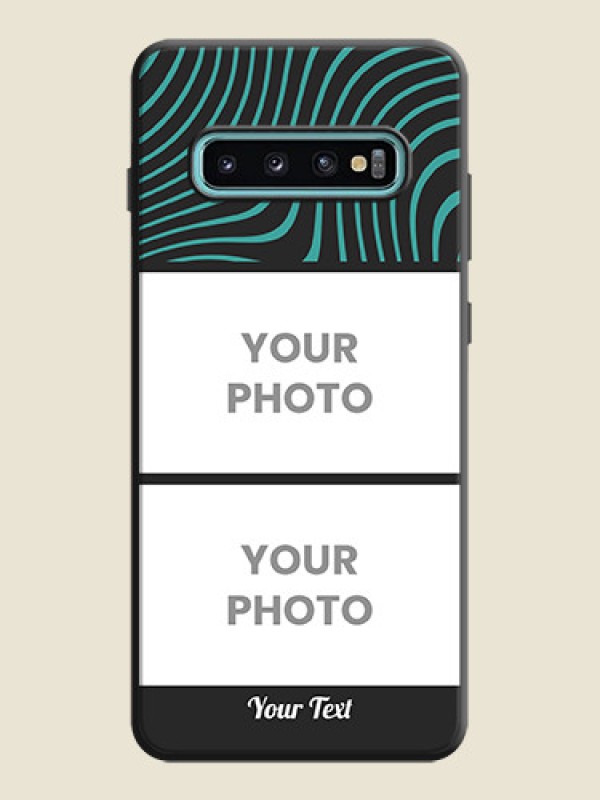 Custom Wave Pattern with 2 Image Holder on Space Black Personalized Soft Matte Phone Covers - Galaxy S10 Plus - alternate view