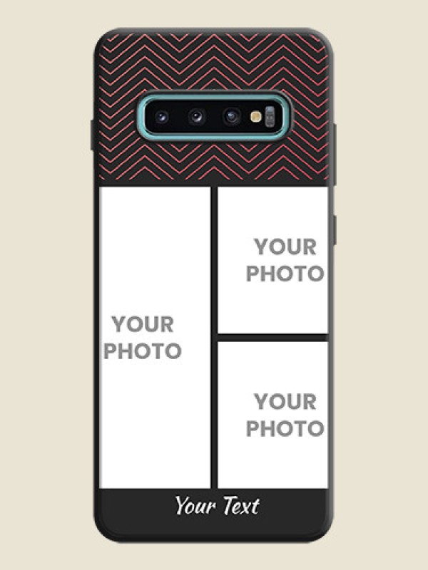 Custom Wave Pattern with 3 Image Holder on Space Black Custom Soft Matte Back Cover - Galaxy S10 Plus - alternate view