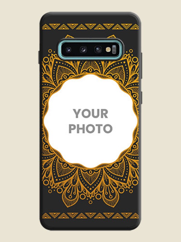 Custom Round Image with Floral Design - Photo on Space Black Soft Matte Mobile Cover - Galaxy S10 Plus - alternate view