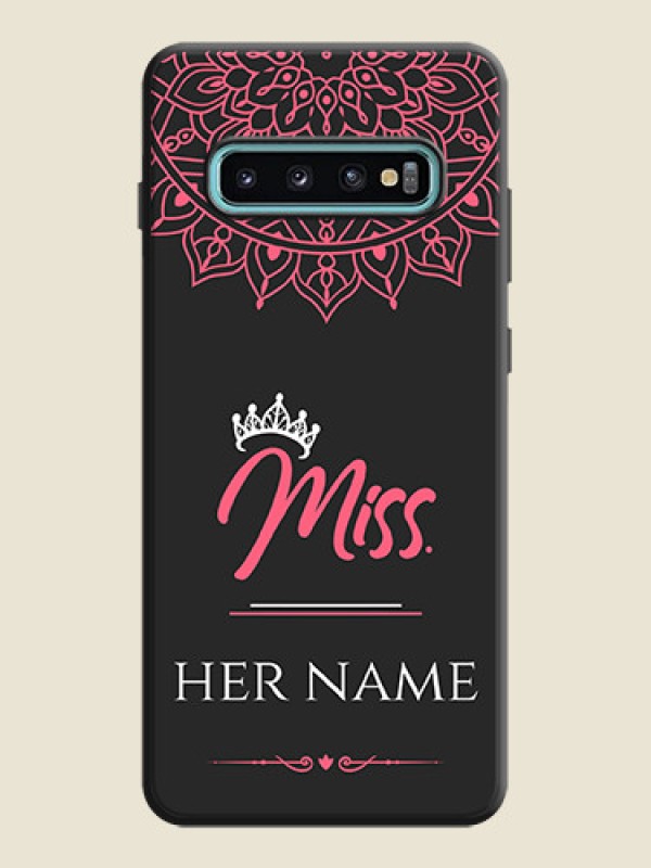 Custom Mrs Name with Floral Design on Space Black Personalized Soft Matte Phone Covers - Galaxy S10 Plus - alternate view