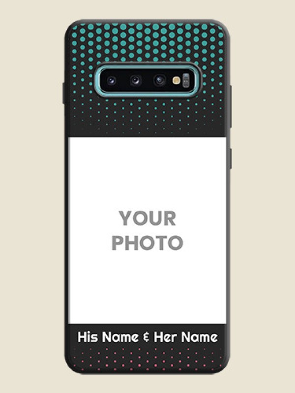 Custom Faded Dots with Grunge Photo Frame and Text on Space Black Custom Soft Matte Phone Cases - Galaxy S10 Plus - alternate view