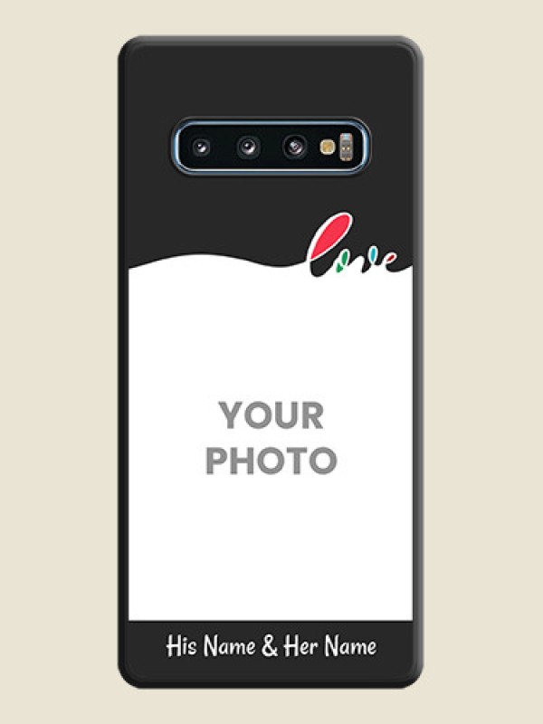 Custom Fall in Love Pattern with Picture on Photo on Space Black Soft Matte Mobile Case - Galaxy S10 - alternate view
