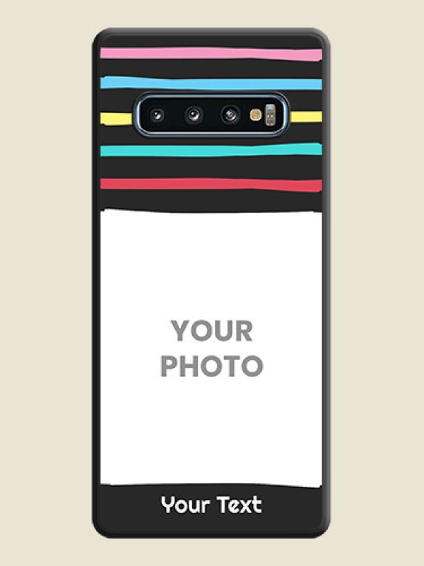 Custom Multicolor Lines with Image on Space Black Personalized Soft Matte Phone Covers - Galaxy S10 - alternate view