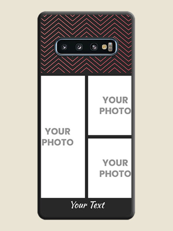 Custom Wave Pattern with 3 Image Holder on Space Black Custom Soft Matte Back Cover - Galaxy S10 - alternate view